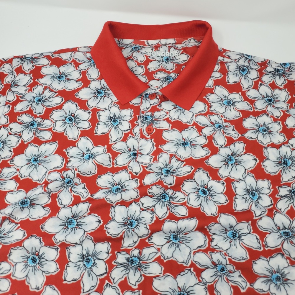 Bonobos Polo Mens XL Standard Fit Red Floral Golf Short Sleeve 25940-R0321